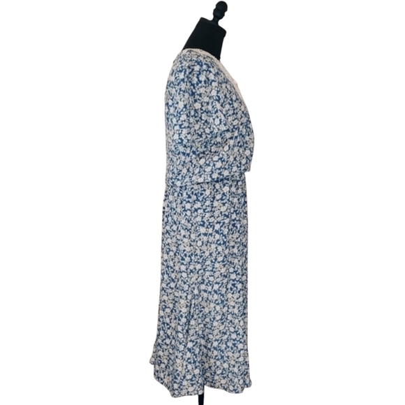Vintage 70s Starlo Womens Blue Floral Lace Long‎ Maxi Dress sz 9/10 Cottagecore - Picture 7 of 14